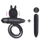 House Of Dasein Cock Mini Vibrator Silicone Vibrating Double Penis Ring - Black V1257-31196267806858