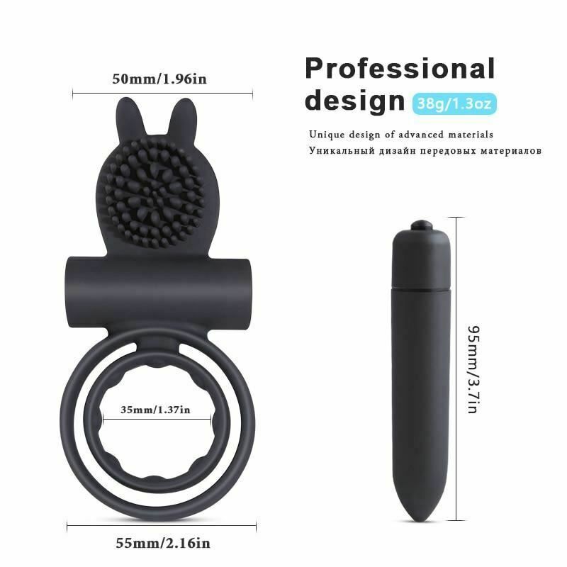 House Of Dasein Cock Mini Vibrator Silicone Vibrating Double Penis Ring - Black V1257-31196267806858