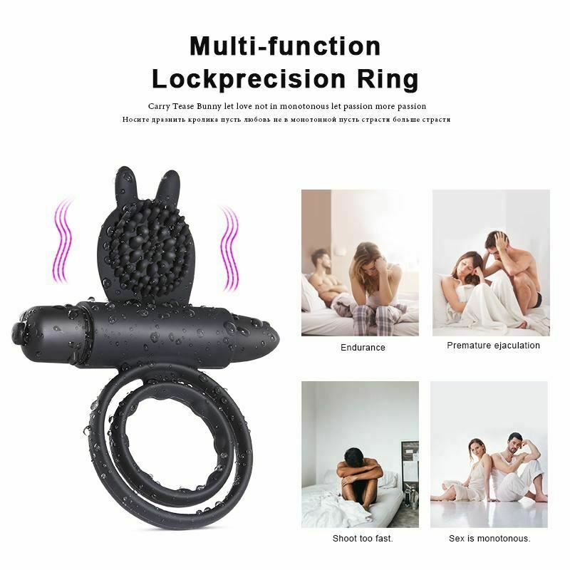 House Of Dasein Cock Mini Vibrator Silicone Vibrating Double Penis Ring - Black V1257-31196267806858
