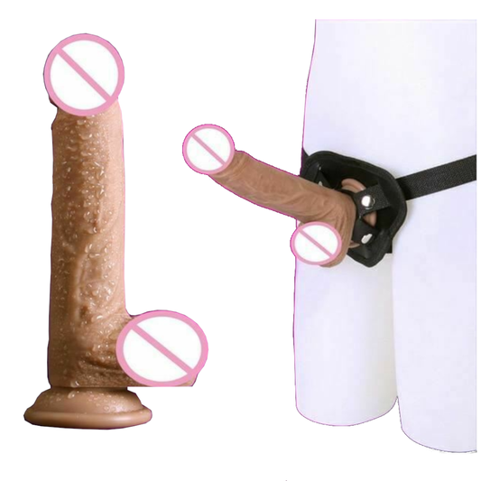 House Of Dasein Soft Silicone Realistic Cock And Balls Dildo Suction Cup Strap On Harness - Large V1257-31196474638474