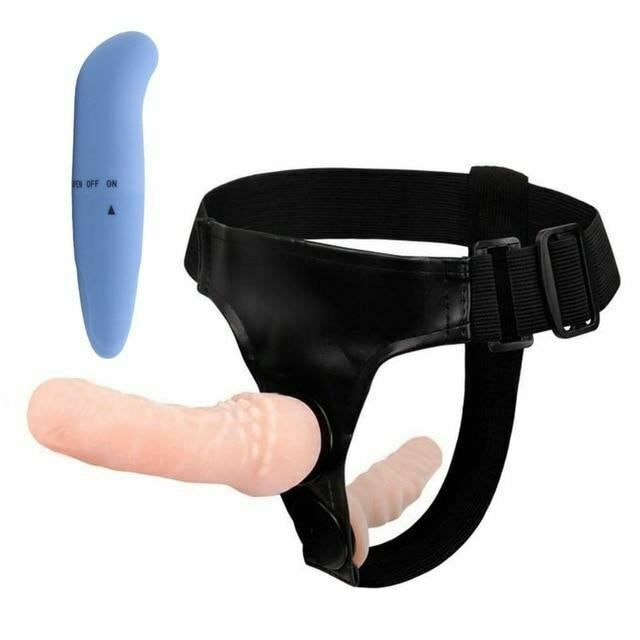 House Of Dasein Realistic Strapon Kit Vibrator On Harness Double Dildo - Flesh And Blue V1257-31196474736778
