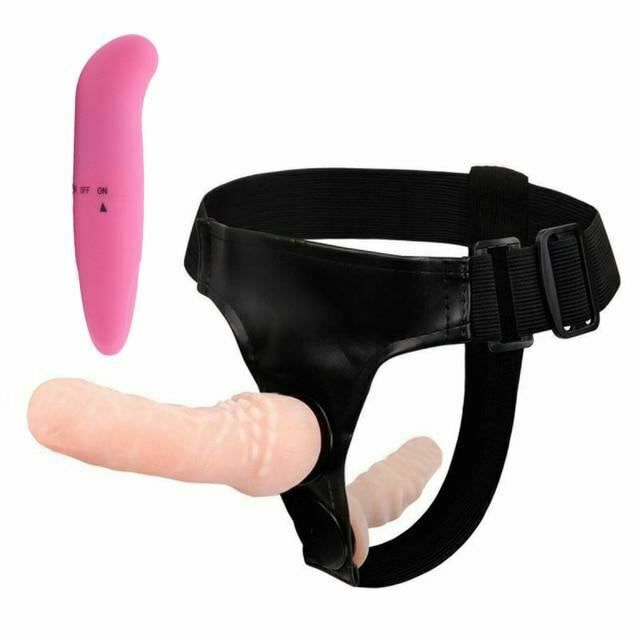 House Of Dasein Realistic Strapon Kit Vibrator On Harness Double Dildo - Flesh And Pink V1257-31196474802314