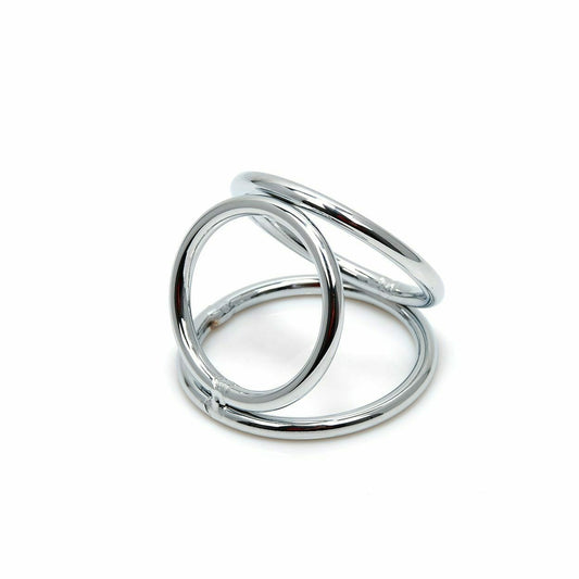 House Of Dasein Triple Stainless Steel Cock Ball Ring Chastity Device Bdsm - Silver - L V1257-31265532969098