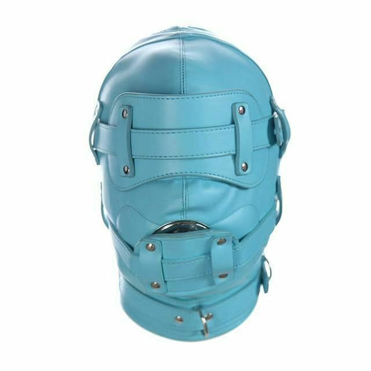 House Of Dasein Pink Blue Fetish Full Hood With Mouth Dildo Gag Bdsm Bondage Sex Mask - Blue - 5Cm V1257-31274384720010