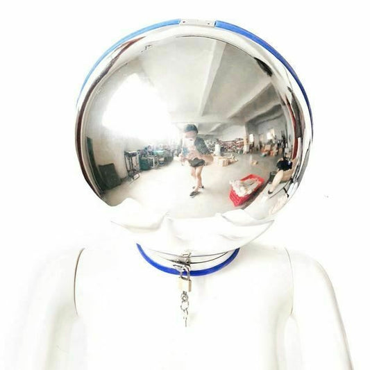 House Of Dasein Stainless Steel Ball Helmet Cuffs Bdsm Sensory Deprivation Play - Blue - Female - Helmet