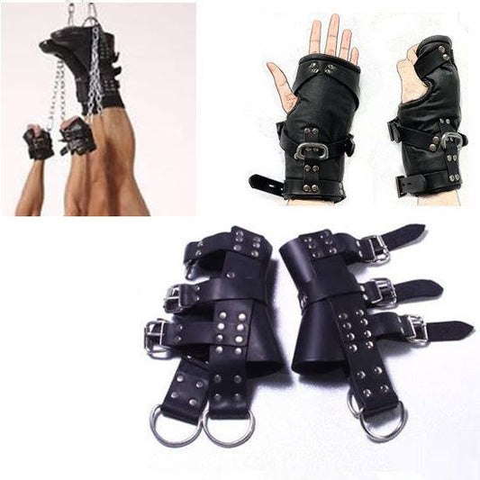 House Of Dasein Black Adult Products Manufacturer Erotic Suspension Foot Restraints Hanging Stainless Steel Handcuffs And Leg Cuffs - Set (Hand Restraint + Foot Restraint)