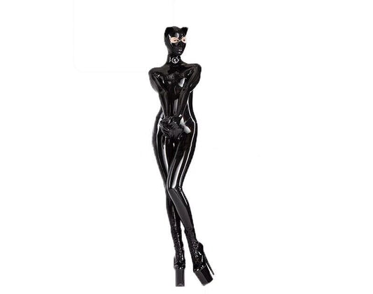 House Of Dasein Sexy Full Body Black Latex Gummi Catsuit Ear Cosplay Rubber Bodysuits Back Crotch Zip - Black - Xs - Unisex