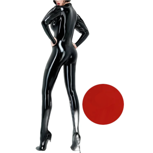 House Of Dasein Sexy Latex Gummi Catsuit With Puff Sleeves Handmade Bodysuit For Women And Men - Red - Women-Xl - Men