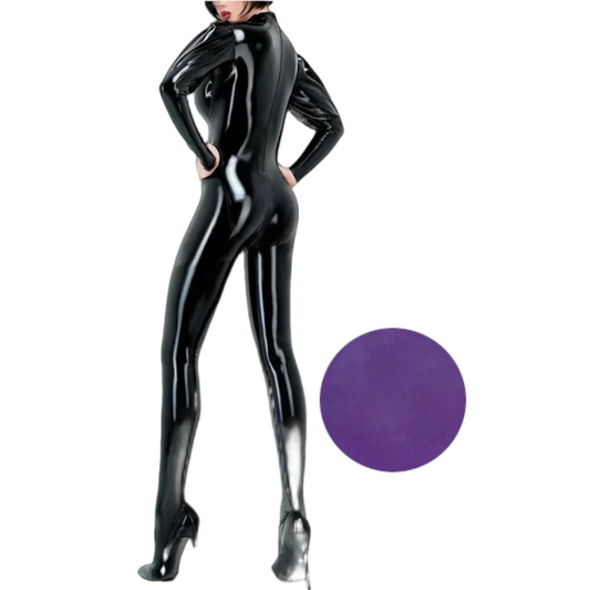 House Of Dasein Sexy Latex Gummi Catsuit With Puff Sleeves Handmade Bodysuit For Women And Men - Purple - Women-S - Men