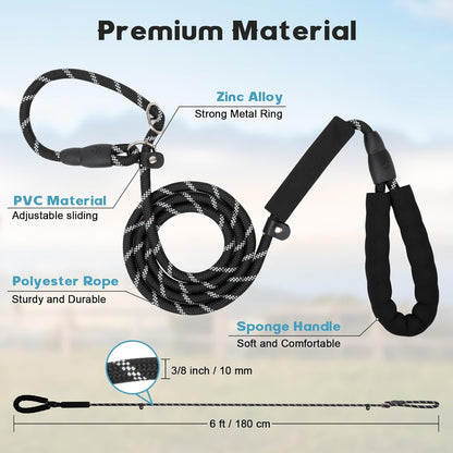 Dog Leash 6 FT with Comfortable Padded Handle, Training Loop Leash with Highly Reflective Threading for V1258-DP02-A-10