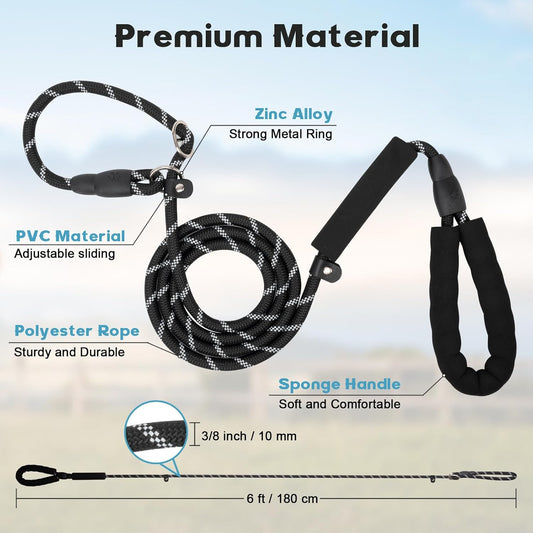 Dog Leash 6 FT with Comfortable Padded Handle, Training Loop Leash with Highly Reflective Threading for V1258-DP02-A-10