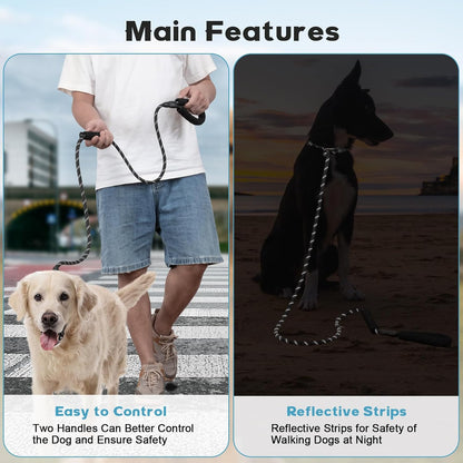 Dog Leash 6 FT with Comfortable Padded Handle, Training Loop Leash with Highly Reflective Threading for V1258-DP02-A-10