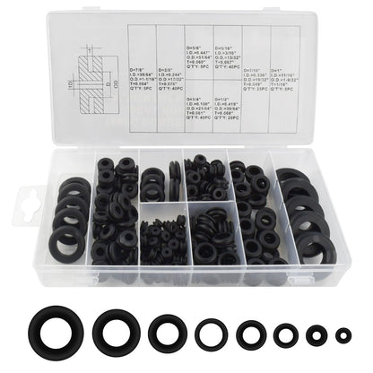 180 Pcs Assorted Rubber Grommet Kit Assortment Sizes 7/8" 5/8" 7/16" Wire Grommets for Wiring Double Sided V1258-DP02-A-1009
