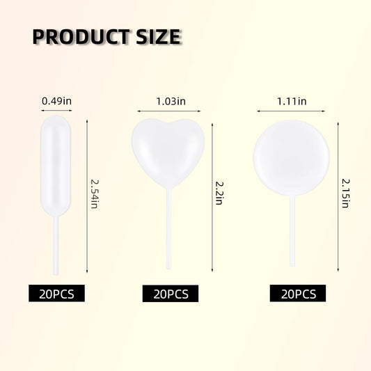 60 Piece Cupcake Pipettes - Plastic Squeeze for Strawberries, Chocolate, Ice Cream & Dessert V1258-DP02-A-1010