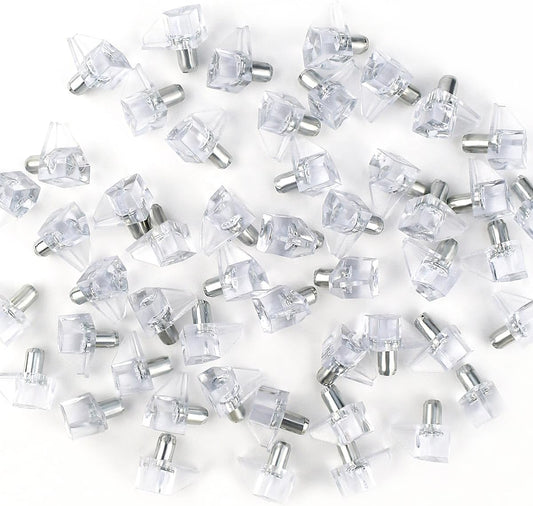 50 Pcs Shelf Support Peg Clear Holder Pegs Cabinet Pins for Kitchen Furniture Shelves Book Plastic V1258-DP02-A-1011
