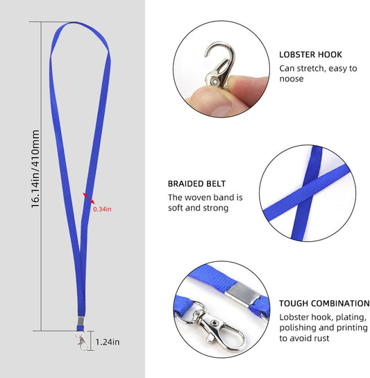 Premium Bulk Navy Blue Lanyards - 17.38 Inch Flat with Clip Swivel Hook Detachable Buckle (20 Pack) V1258-DP02-A-1014