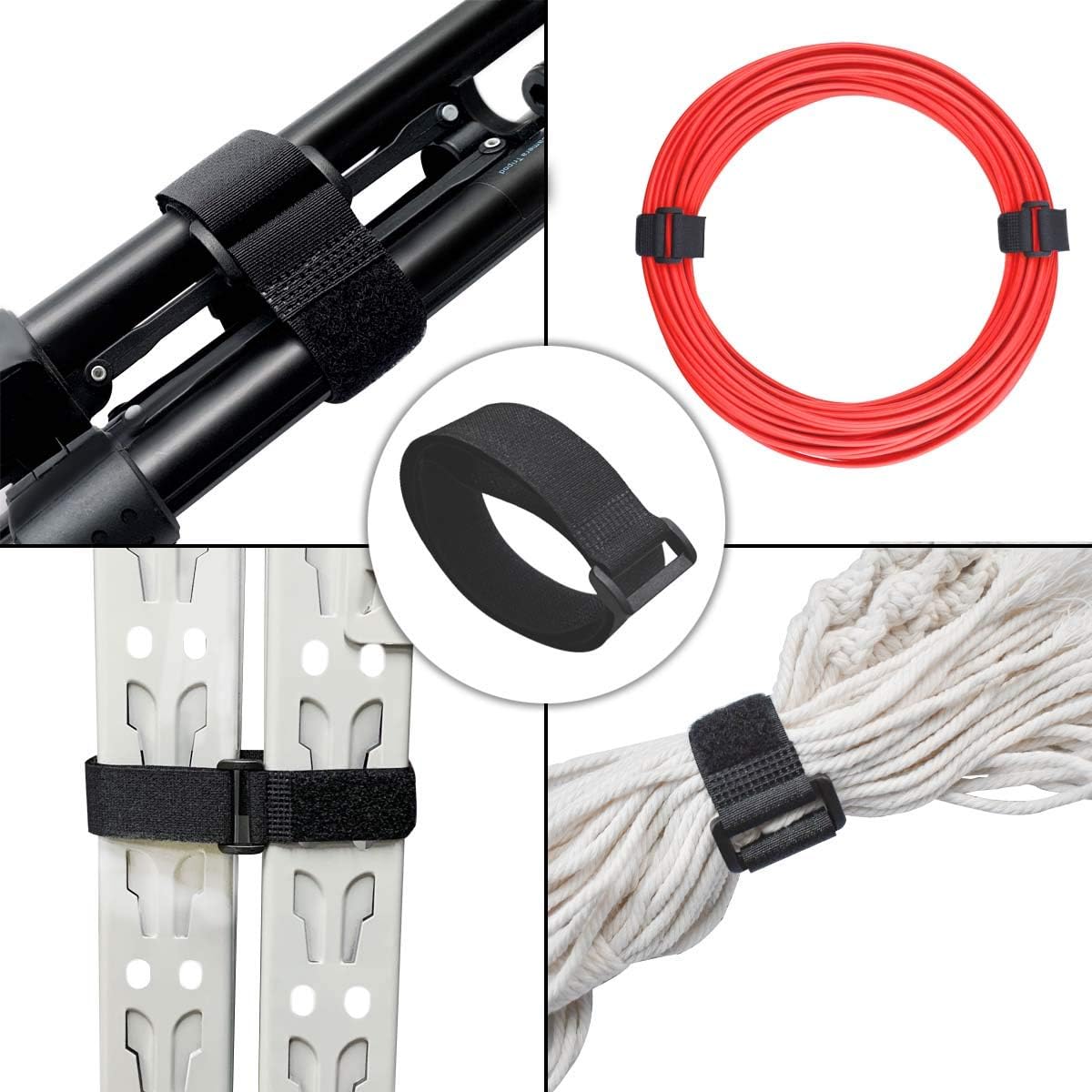 20 Pack Reusable Cinch Straps Fastening Cable Nylon Hook and Loop Ties Down Multipurpose Securing Adjustable V1258-DP02-A-1018