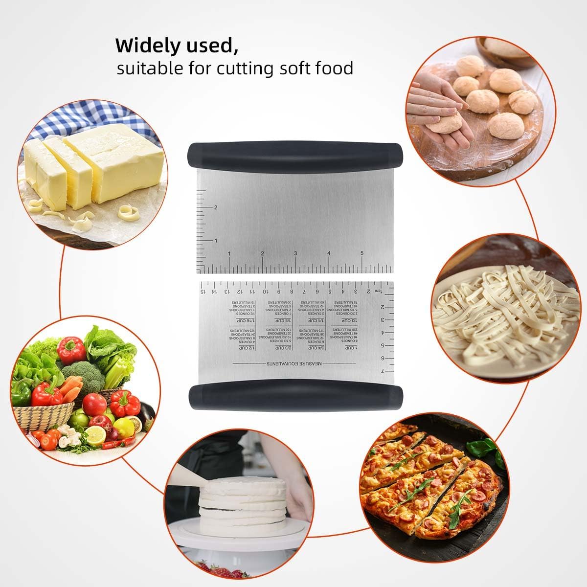 Plastic Bread Scraper Dough Cutter with Measuring Scale Multipurpose Bench Kitchen Tool Pastry for Cake V1258-DP02-A-1019