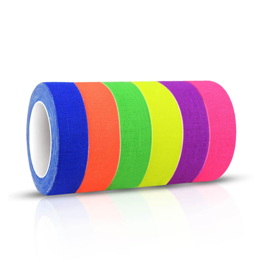 Petluno 6 Color Neon Cloth Tape - Fluorescent UV Blacklight Glow Party Fiesta Reactive in The Dark Gaffer V1258-DP02-A-1020