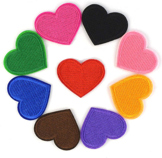 Assorted Color Heart Shaped Patches for Clothing, Jeans, Jackets, Hats, Bags, Backpack - Repair, DIY V1258-DP02-A-1024