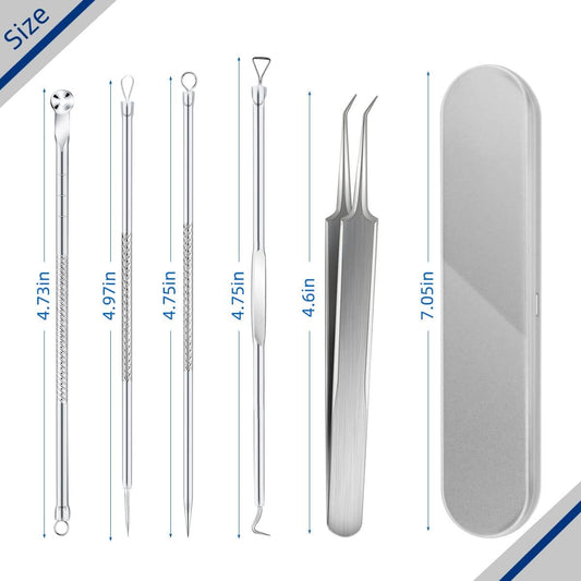 Blackhead Remover Tool Pimple Popper Kit 5 Pack Extractor Tools with Case Comedone Zit Acne Blemish Whitehead V1258-DP02-A-1027