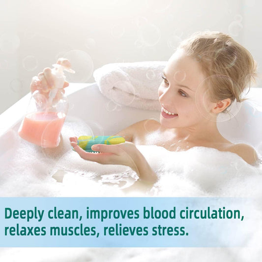 Silicone Body Scrubber Soft Brush for Use in Shower Gentle Exfoliating Loofah Scalp Massager 2 1 Bath and V1258-DP02-A-1028