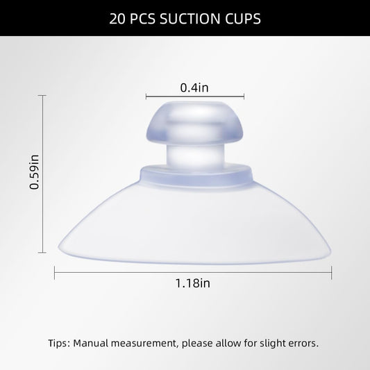 20 Pack Suction Cups for Glass Plastic Sucker Pads Clear Pvc Cup with Hooks Table Transparent Anti-Collision V1258-DP02-A-1032