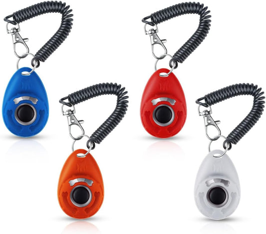 Petluno 4 Pieces Pet Training Clicker with Wrist Strap and Dog Treat Pouch for Puppy Cats Birds Kit V1258-DP02-A-1034