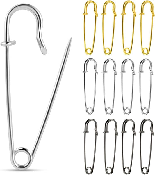 12 Pack Extra Large Safety Pins Blanket Pin Heavy Duty Bulk for Blankets Crafts Kilts Skirts Clothes Leather V1258-DP02-A-1035
