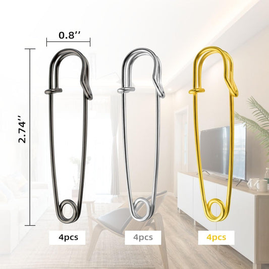 12 Pack Extra Large Safety Pins Blanket Pin Heavy Duty Bulk for Blankets Crafts Kilts Skirts Clothes Leather V1258-DP02-A-1035