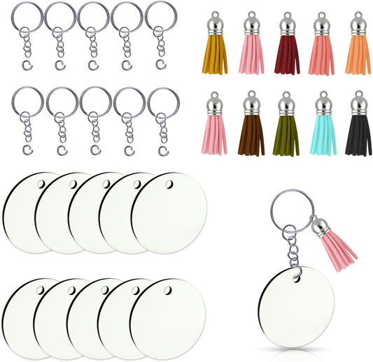 40 PCS Leather Tassels Keychain Bulk with Tassel Key Chain Rings Jump Blanks Mini Charms for Jewelry Making V1258-DP02-A-1040