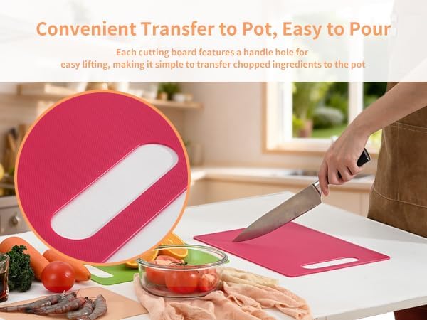 Plastic Cutting Board Set, 3 Pack Small Chopping Boards for Kitchen, BPA-Free, Dishwasher Safe, Color Coded V1258-DP02-A-1046
