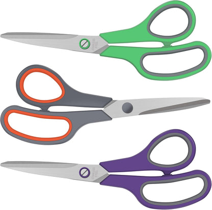 3 Pack Scissors Set, 8.3" Heavy Duty Scissors with 25 mm Thickness Sharp Blades & Ergonomic Soft-Grip V1258-DP02-A-105