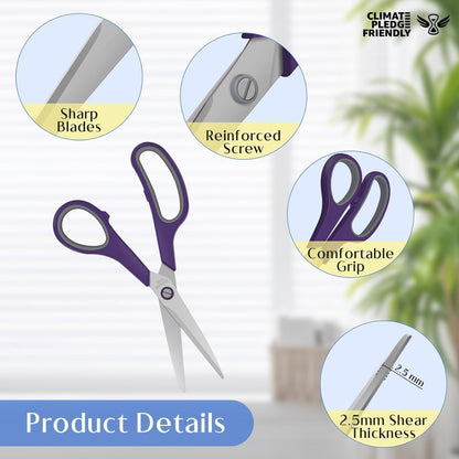 3 Pack Scissors Set, 8.3" Heavy Duty Scissors with 25 mm Thickness Sharp Blades & Ergonomic Soft-Grip V1258-DP02-A-105