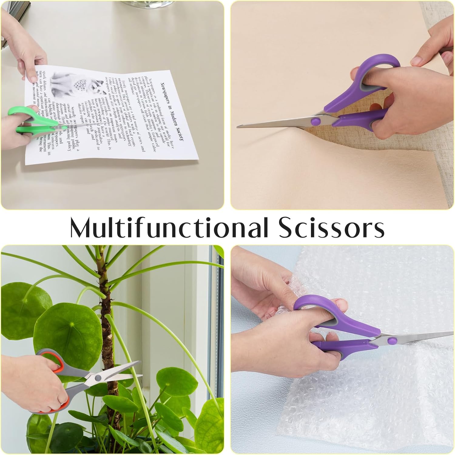 3 Pack Scissors Set, 8.3" Heavy Duty Scissors with 25 mm Thickness Sharp Blades & Ergonomic Soft-Grip V1258-DP02-A-105