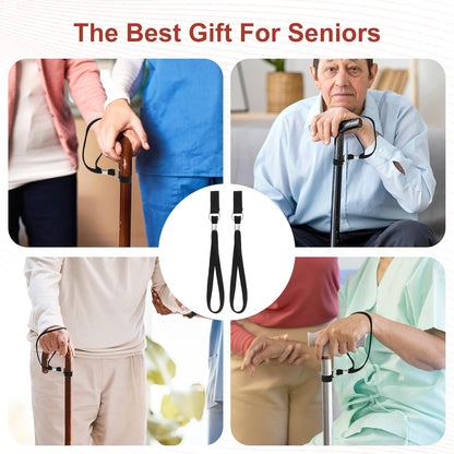 5PCS Walking Cane Wrist Strap Replacement, Black Adjustable Wrist Strap Lanyard Elastic Loop Universal V1258-DP02-A-1054