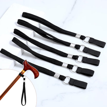 5PCS Walking Cane Wrist Strap Replacement, Black Adjustable Wrist Strap Lanyard Elastic Loop Universal V1258-DP02-A-1054