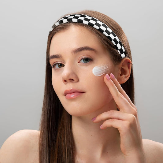 Xindojuz 1 PCS Buffalo Plaid Headband for Women, Black and White Checkered Headbands Non Slip Sponge Puffy V1258-DP02-A-1058