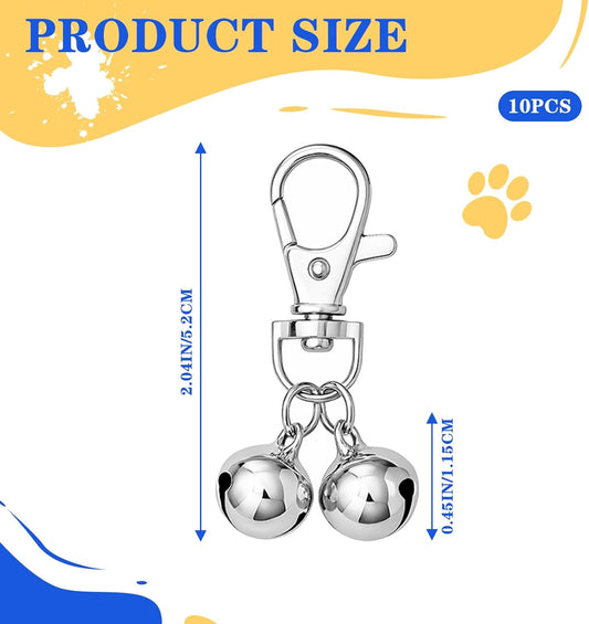 10 PCS Small Bell for Dog Collar Loud Bells for Cat Collars Mini Sliver Training Bells Cat Loud Bell Necklace V1258-DP02-A-1060