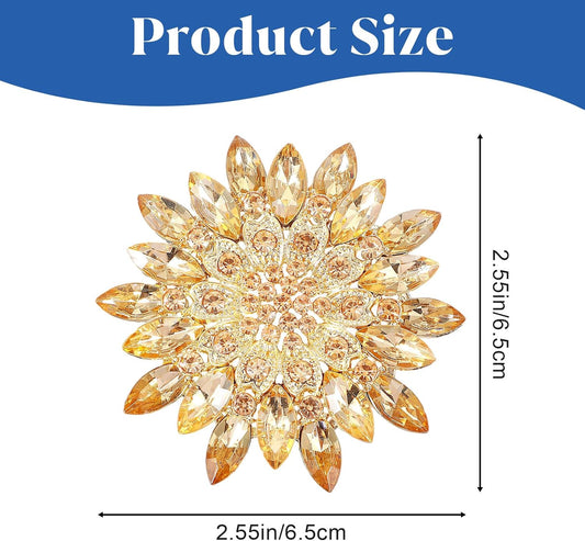 Rhinestone Flower Brooch Pin, 2.55" Fashion Large Crystal Flower Brooches for Women Floral Lapel Pins for V1258-DP02-A-1062