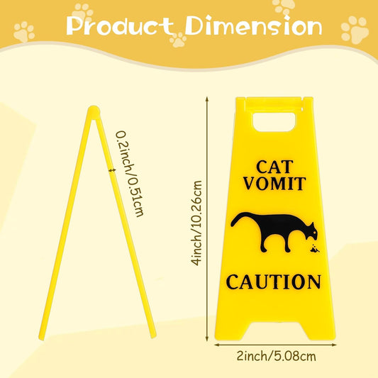 Xindojuz 3 PCS Cat Vomit Caution Sign, 3D Double-sided Printed Funny Cats Warning Signs Decor, Mini Novelty V1258-DP02-A-1065