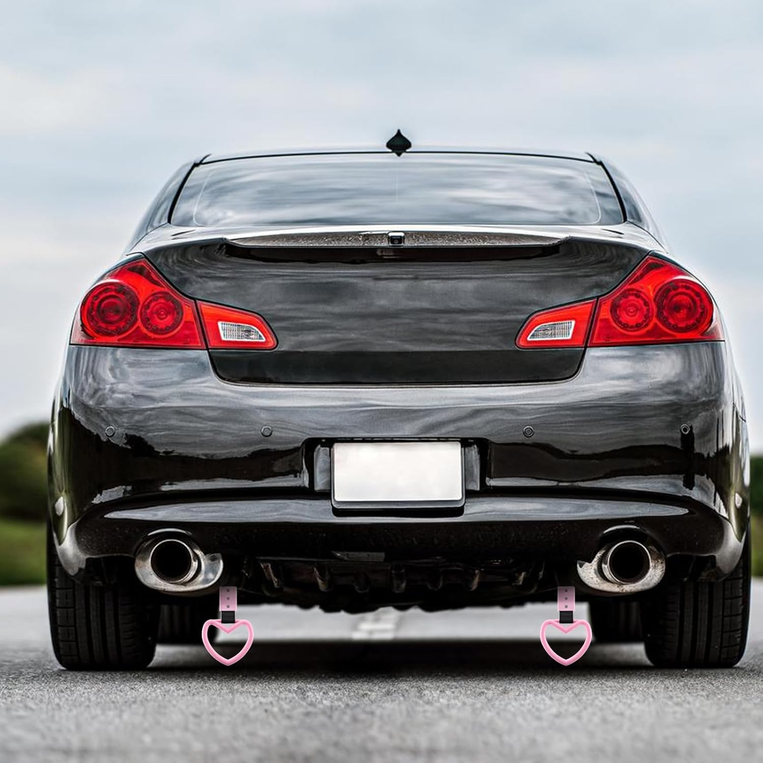 2 PCS Car Heart Hanging Accessories Drift Charm Pink Heart Handle Strap for Car Rear Bumper Warning Ring V1258-DP02-A-1066