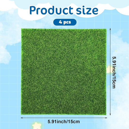 Xindojuz 4 Packs Fake Grass Decor, Artificial Grass for Crafts, Fairy Garden Turf, Diorama Supplies Miniature V1258-DP02-A-1067