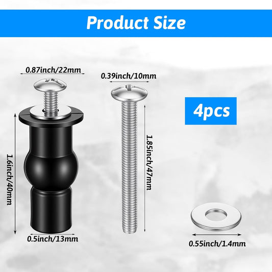 4 Set Stainless Steel Toilet Seat Bolts, 10mm Toilet Seat Screws Replacement Kit with Expanding Rubber Nuts V1258-DP02-A-1069