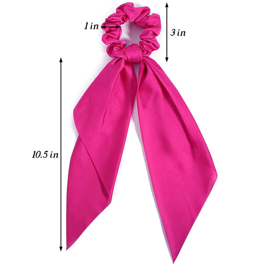 Knotted Bow Scrunchies 2 PCS Silk Scarf Scrunchies Ponytail Holders Hairs Ribbons Ponytail Scarf Knotted Bow V1258-DP02-A-1074