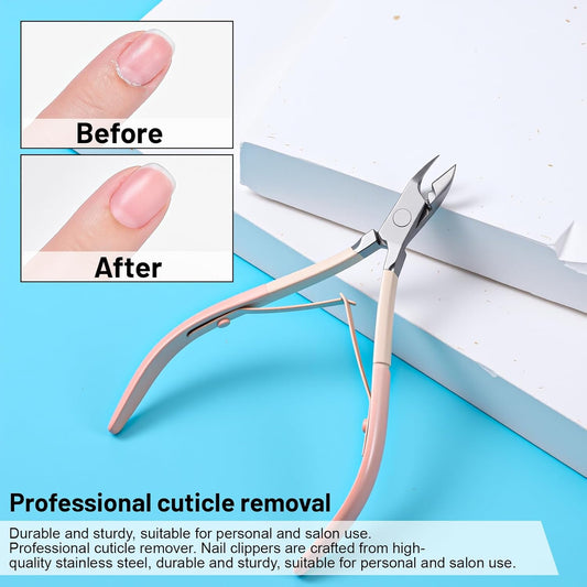 4 Pcs Cuticle Clipper with Single Dual Ended Pusher and Nail File, Stainless Steel Nail Cuticle Trimmer V1258-DP02-A-1075