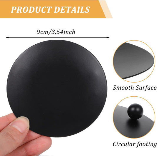 2 Pcs Black Short Candle Holder Candle Coasters 3.54" Flat Pillar Candles Coaster Decorative Iron Pillar V1258-DP02-A-1078