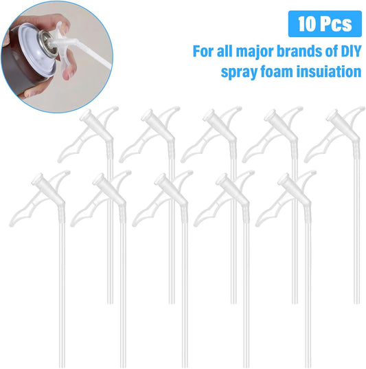 Xindojuz 10 Pcs Attractive Spray Foam Nozzles, Expanding Spray Foam Nozzle Replacement Tubes, Gap Filling V1258-DP02-A-1079