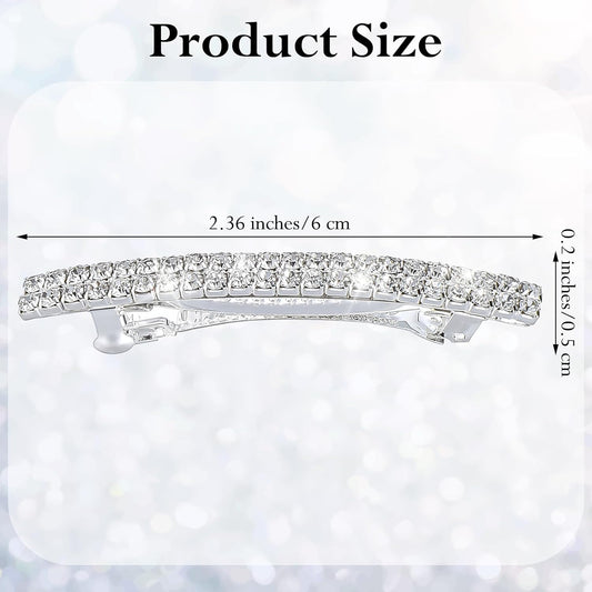 4 PCS Small Sparkly Rhinestone Hair Clips, Silver Crystal Ponytail Holder Side Clips Bling Metal Spring Hair V1258-DP02-A-1080