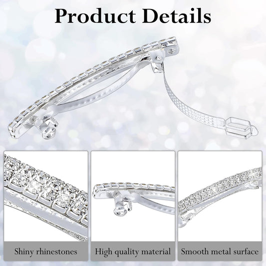 4 PCS Small Sparkly Rhinestone Hair Clips, Silver Crystal Ponytail Holder Side Clips Bling Metal Spring Hair V1258-DP02-A-1080